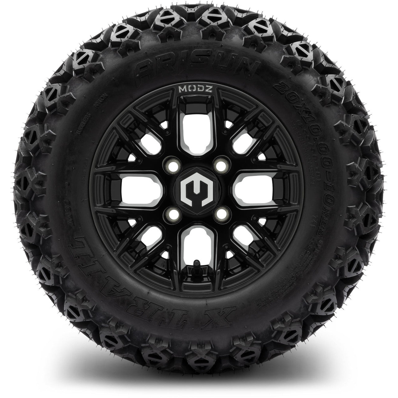 MODZ® 10" Matrix Glossy Black Wheels & Off-Road Tires Combo