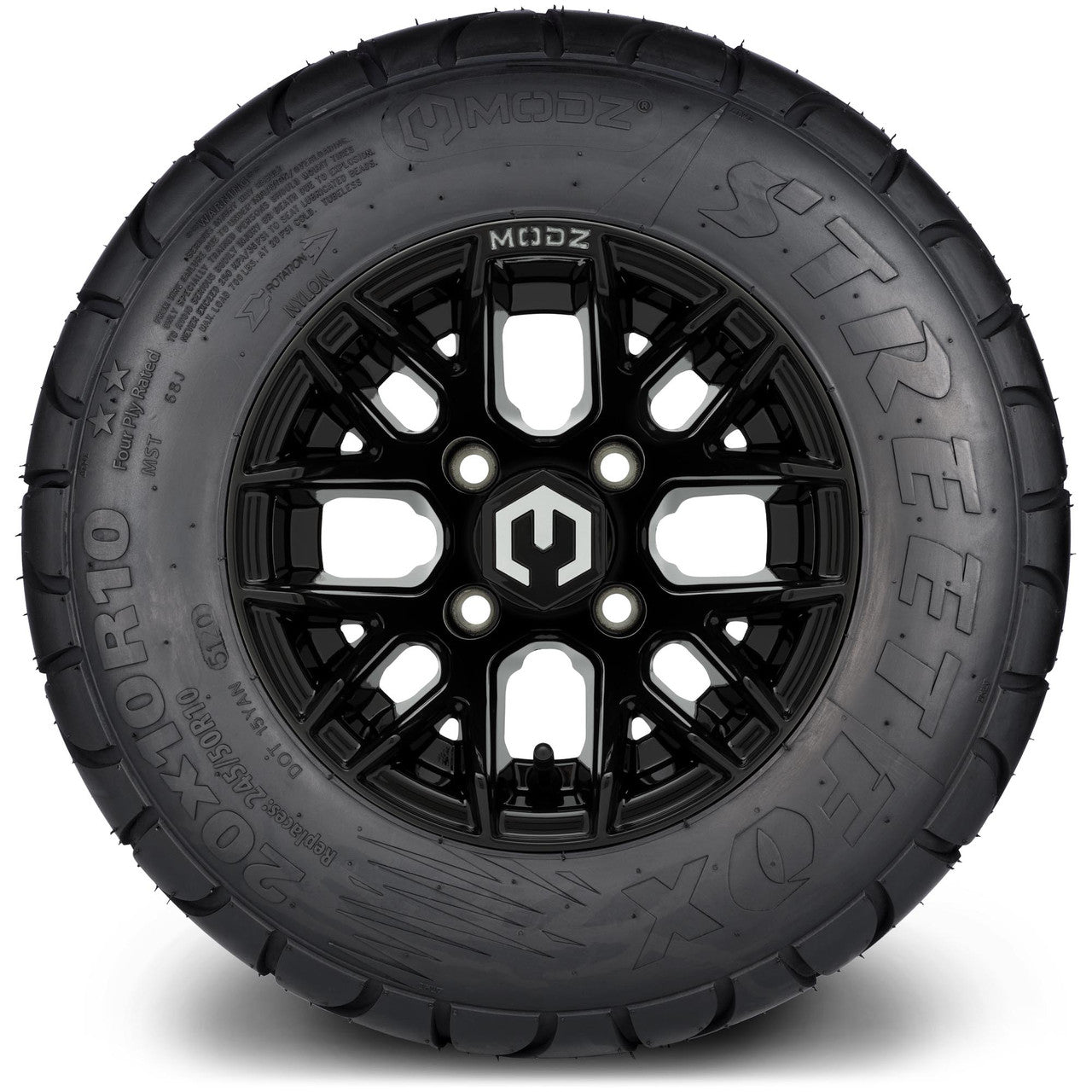 MODZ® 10" Matrix Glossy Black Wheels & Street Tires Combo