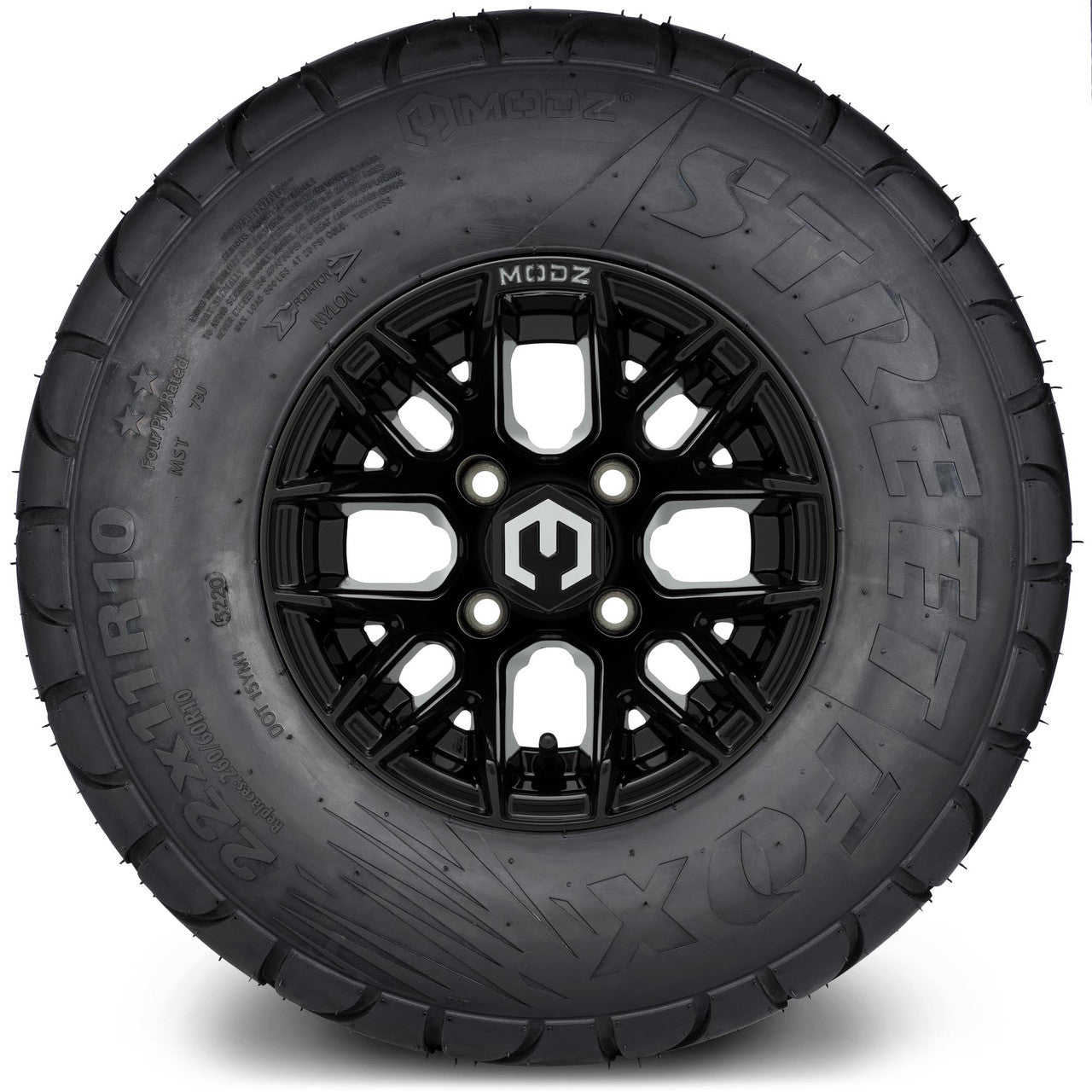 MODZ® 10" Matrix Glossy Black Wheels & Street Tires Combo