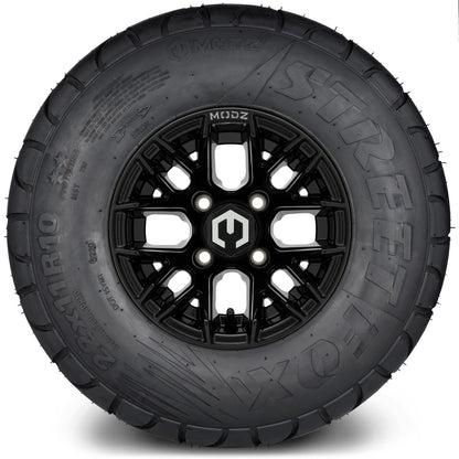 MODZ® 10" Matrix Glossy Black Wheels & Street Tires Combo