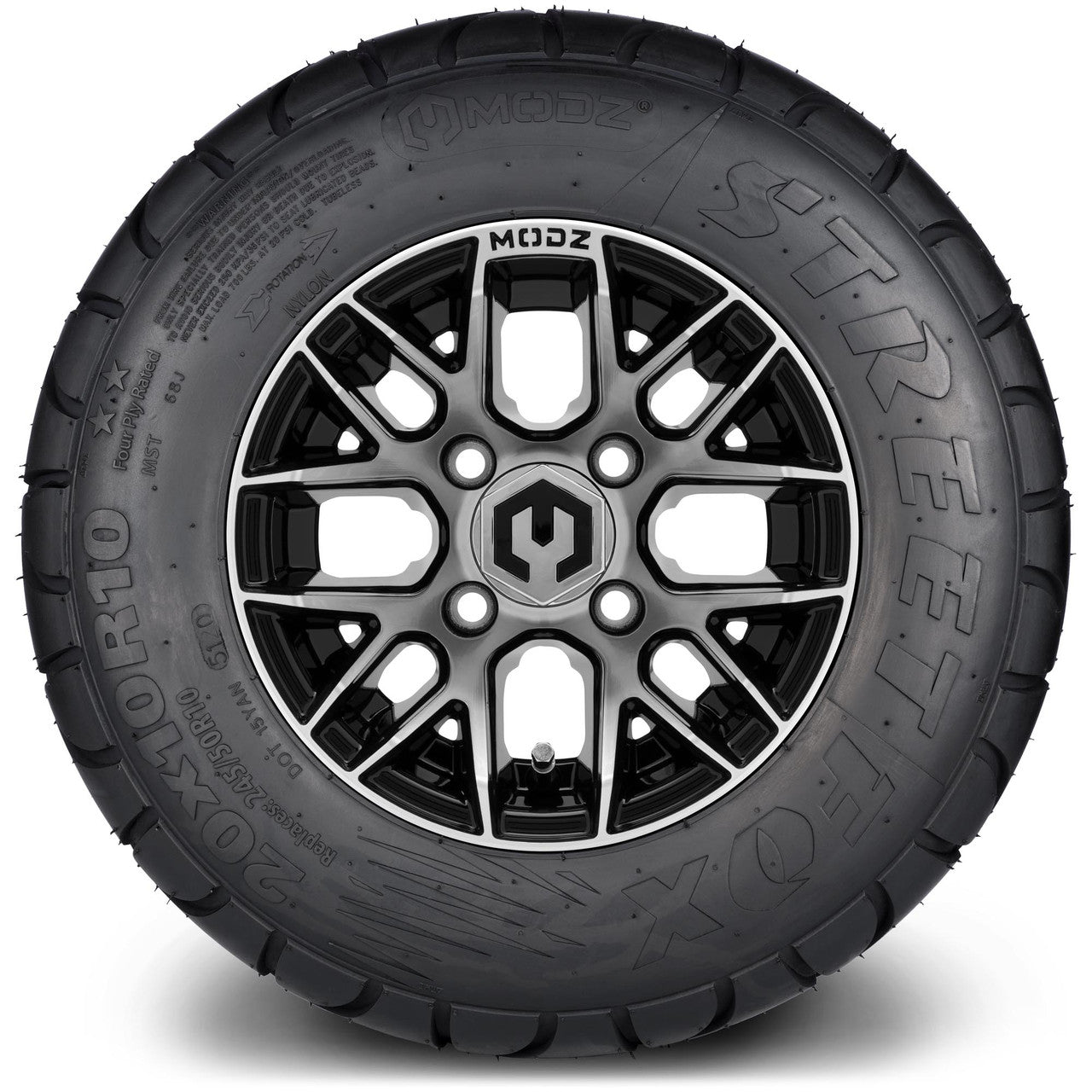 MODZ® 10" Matrix Machined Black Wheels & Street Tires Combo