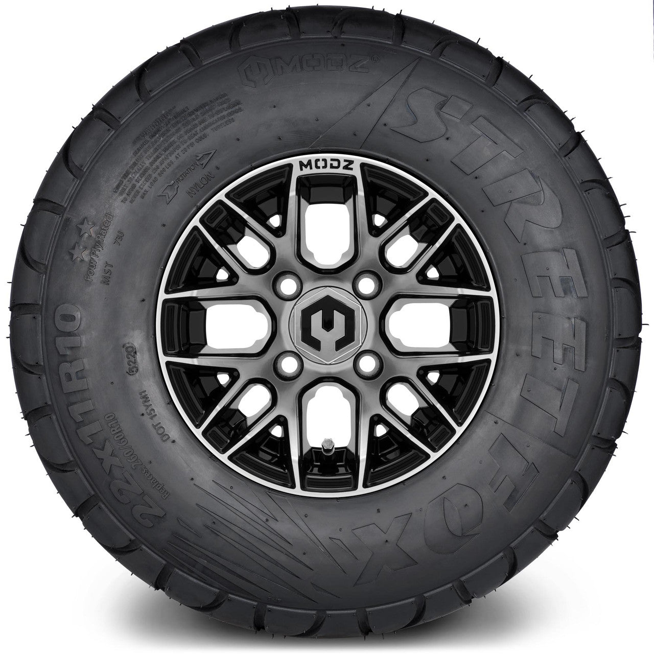 MODZ® 10" Matrix Machined Black Wheels & Street Tires Combo