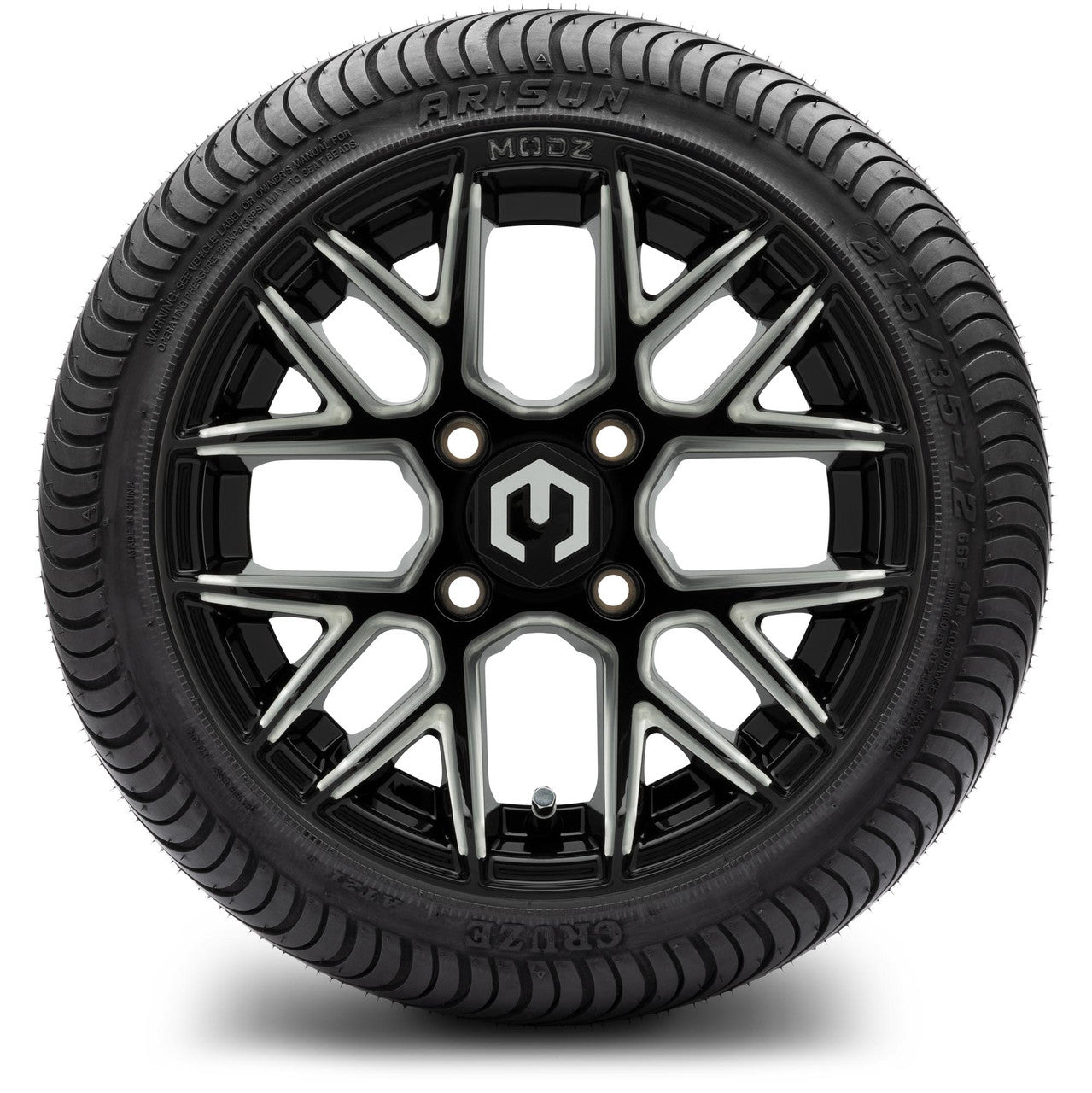 MODZ® 12" Matrix Glossy Black with Ball Mill Wheels & Street Tires Combo