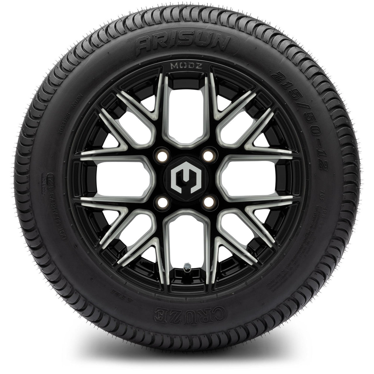 MODZ® 12" Matrix Glossy Black with Ball Mill Wheels & Street Tires Combo