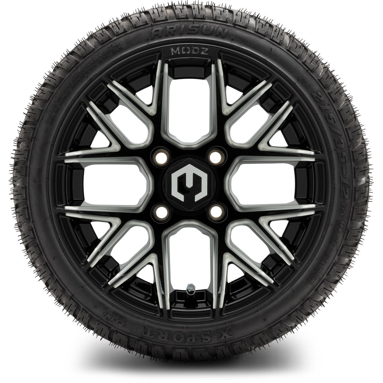 MODZ® 12" Matrix Glossy Black with Ball Mill Wheels & Street Tires Combo