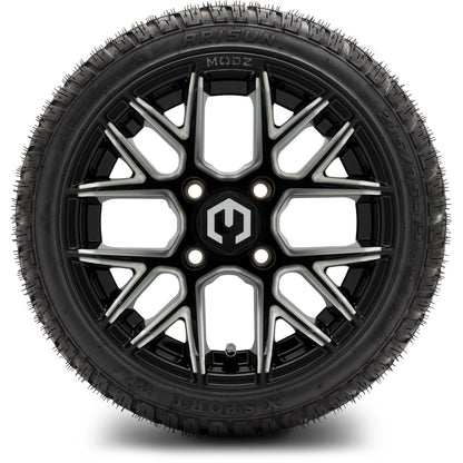 MODZ® 12" Matrix Glossy Black with Ball Mill Wheels & Street Tires Combo