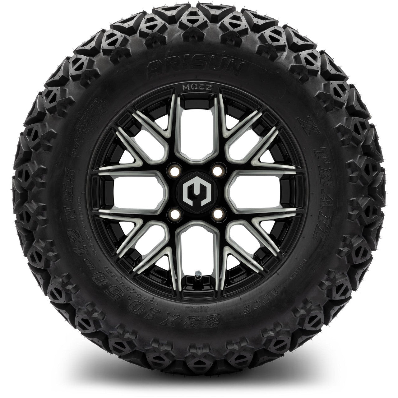 MODZ® 12" Matrix Glossy Black with Ball Mill Wheels & Off-Road Tires Combo
