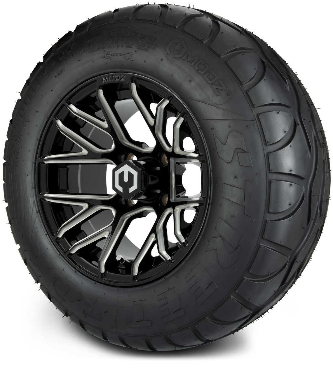 MODZ® 12" Matrix Glossy Black with Ball Mill Wheels & Street Tires Combo