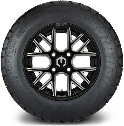 MODZ® 12" Matrix Glossy Black with Ball Mill Wheels & Street Tires Combo