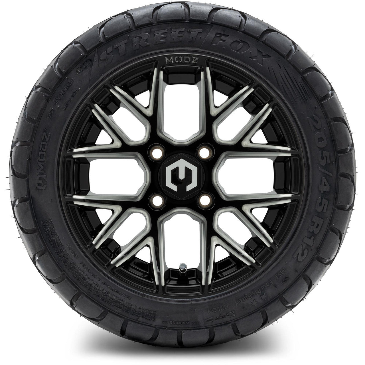 MODZ® 12" Matrix Glossy Black with Ball Mill Wheels & Street Tires Combo