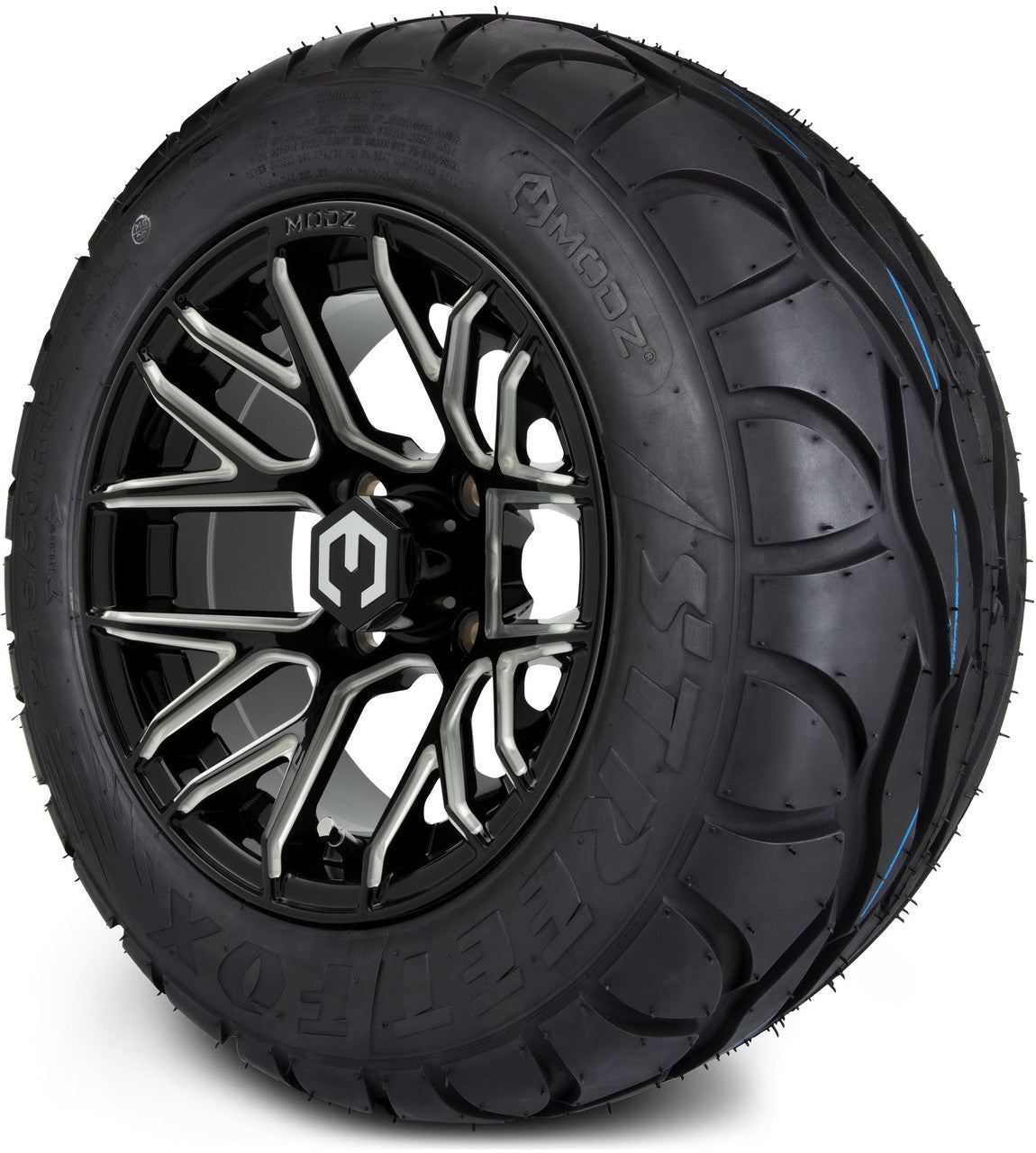 MODZ® 12" Matrix Glossy Black with Ball Mill Wheels & Street Tires Combo