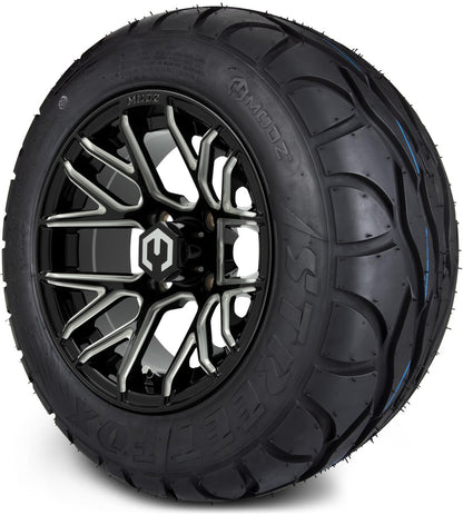 MODZ® 12" Matrix Glossy Black with Ball Mill Wheels & Street Tires Combo
