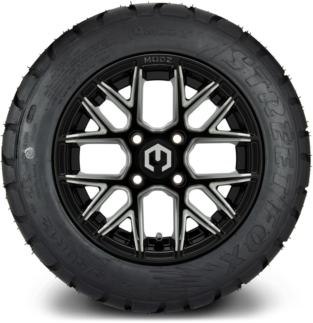 MODZ® 12" Matrix Glossy Black with Ball Mill Wheels & Street Tires Combo