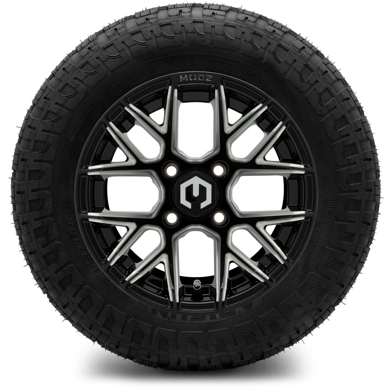 MODZ® 12" Matrix Glossy Black with Ball Mill Wheels & Off-Road Tires Combo