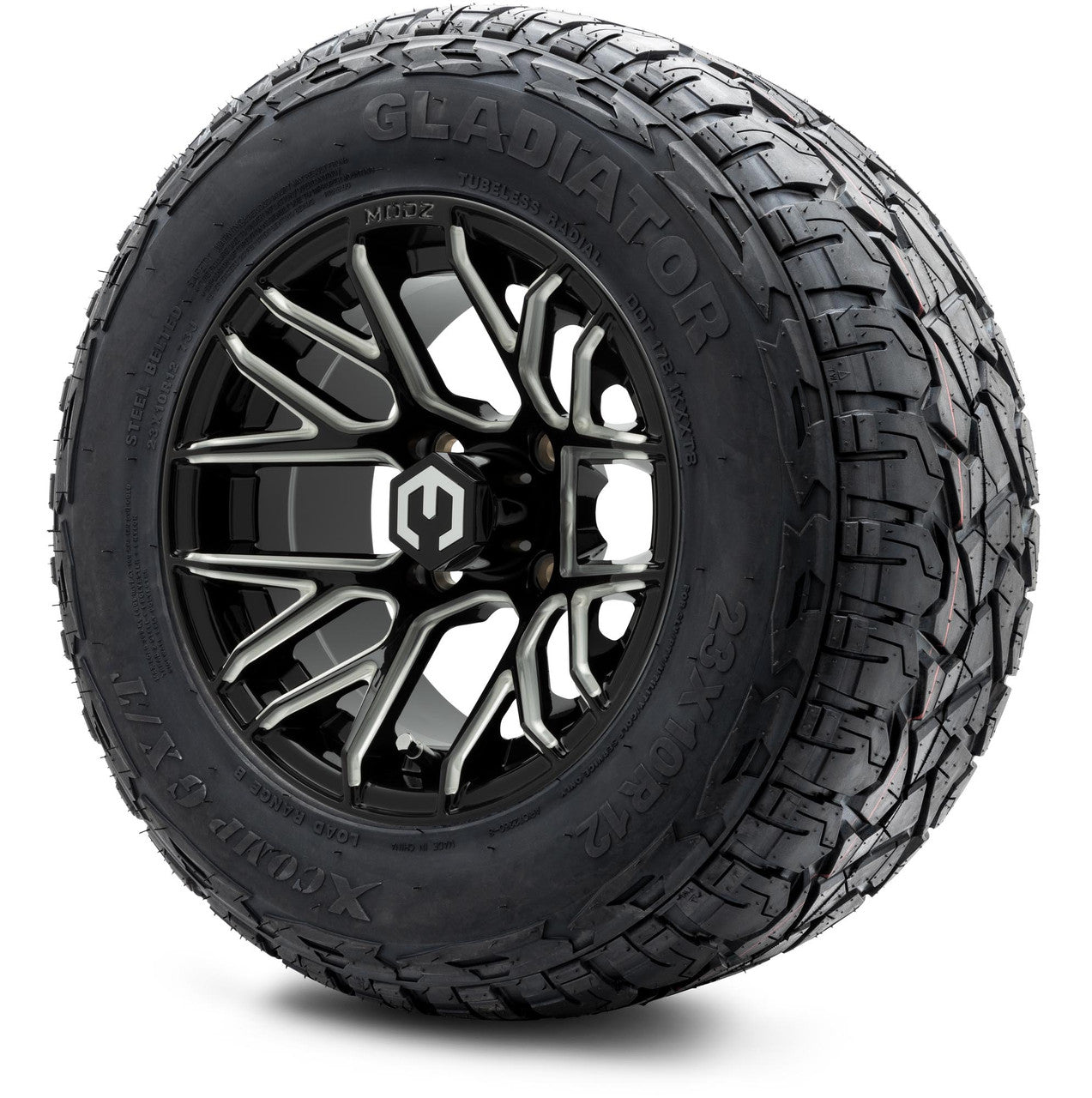MODZ® 12" Matrix Glossy Black with Ball Mill Wheels & Off-Road Tires Combo