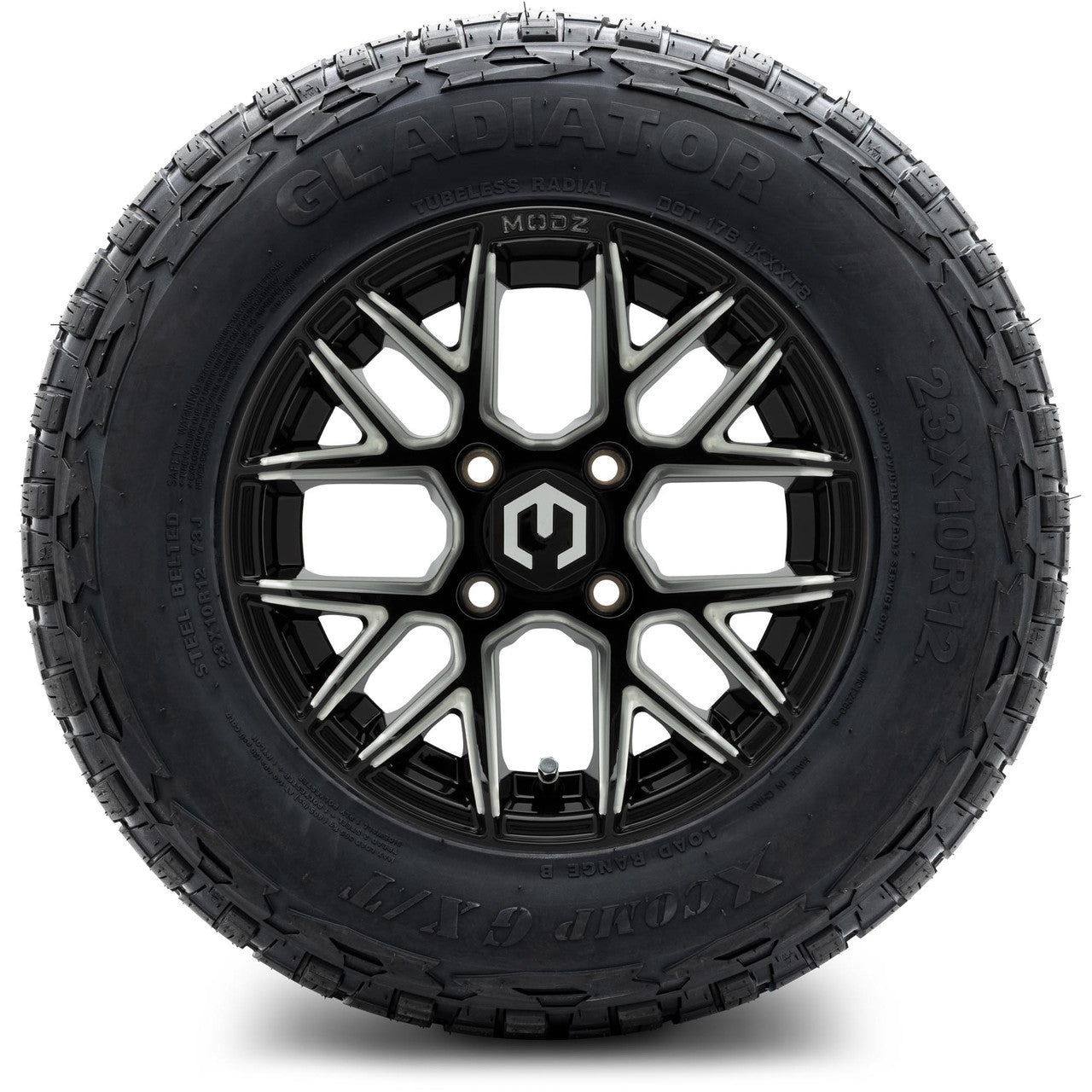 MODZ® 12" Matrix Glossy Black with Ball Mill Wheels & Off-Road Tires Combo