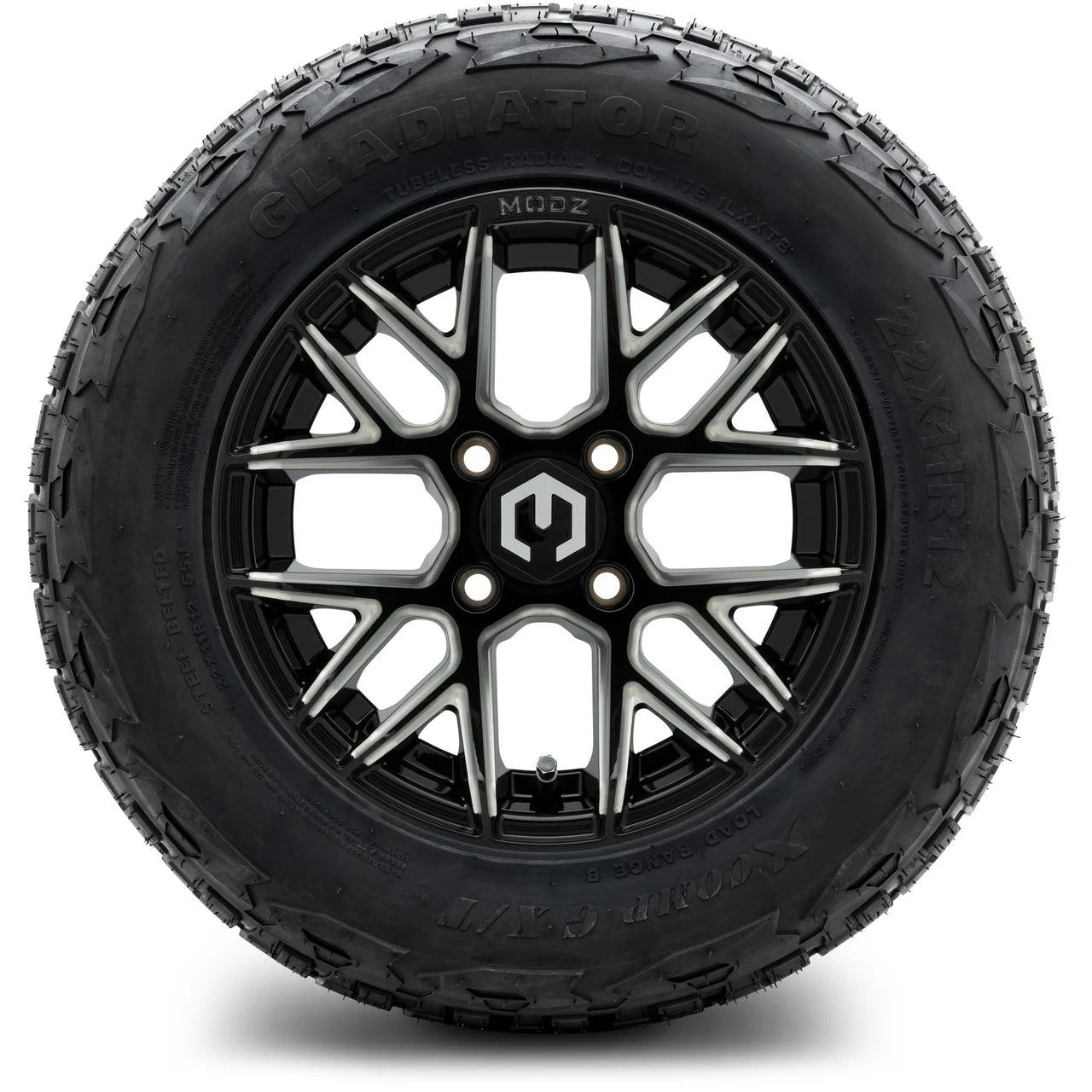 MODZ® 12" Matrix Glossy Black with Ball Mill Wheels & Off-Road Tires Combo