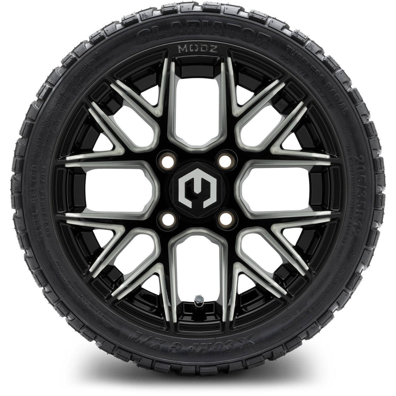 MODZ® 12" Matrix Glossy Black with Ball Mill Wheels & Off-Road Tires Combo