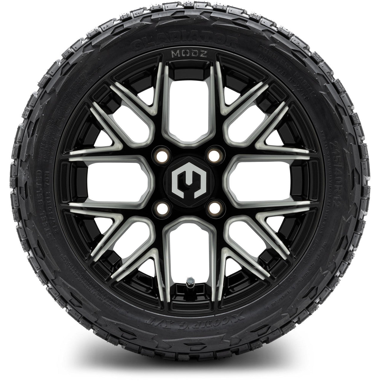 MODZ® 12" Matrix Glossy Black with Ball Mill Wheels & Off-Road Tires Combo