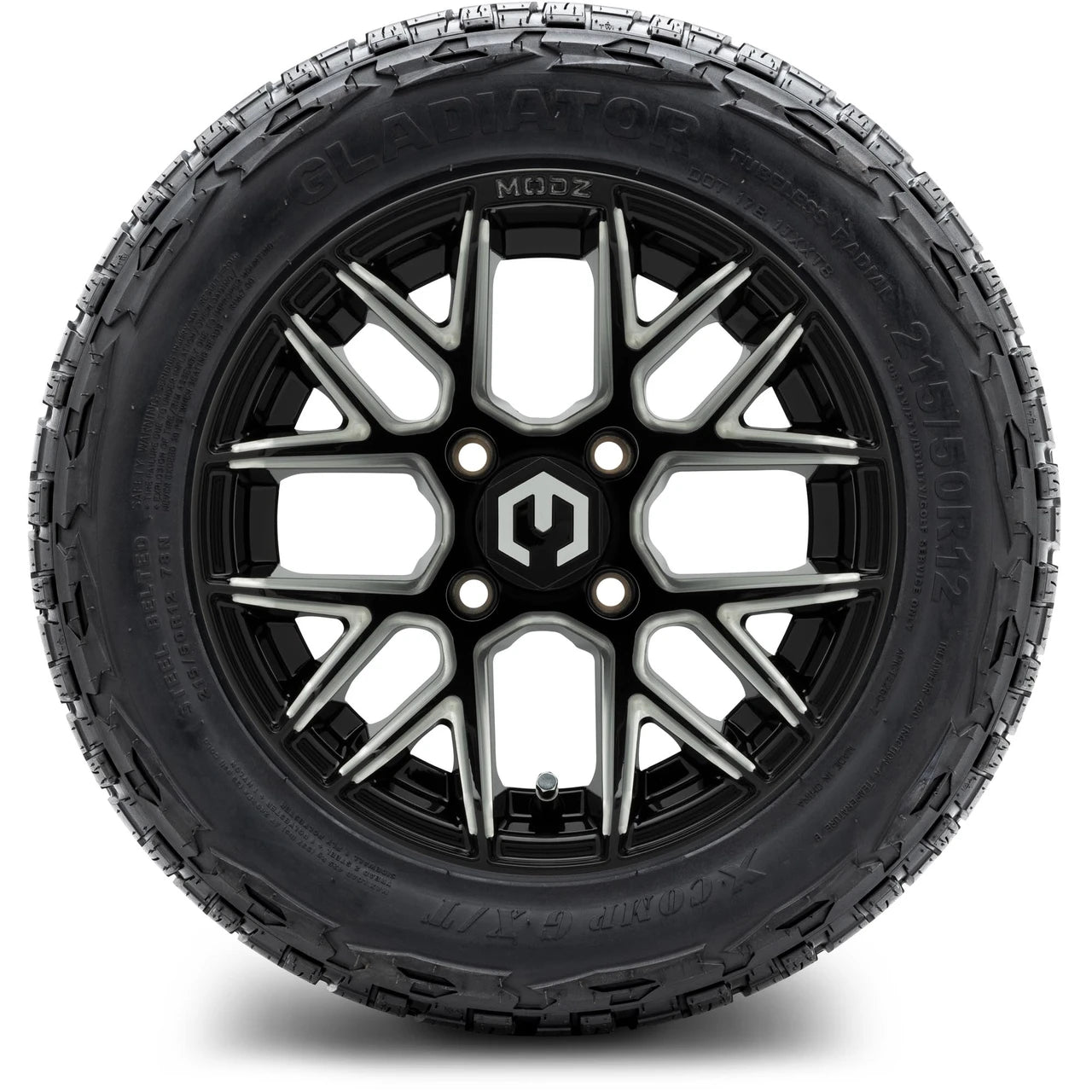 MODZ® 12" Matrix Glossy Black with Ball Mill Wheels & Off-Road Tires Combo