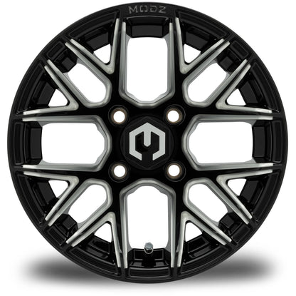 MODZ® Matrix Glossy Black with Ball Mill 12" Golf Cart Wheel