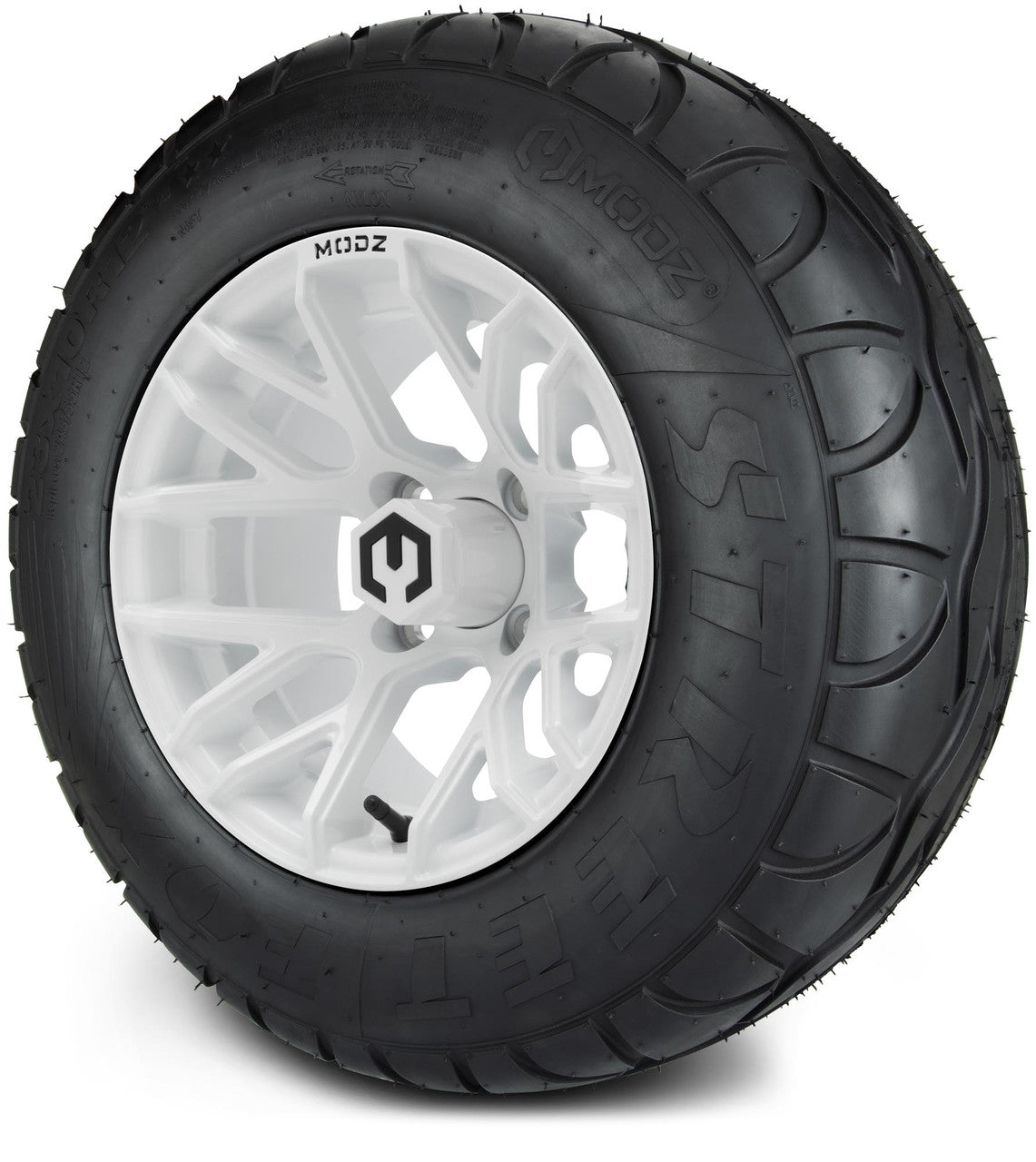 MODZ® 12" Matrix Glossy White Wheels & Street Tires Combo