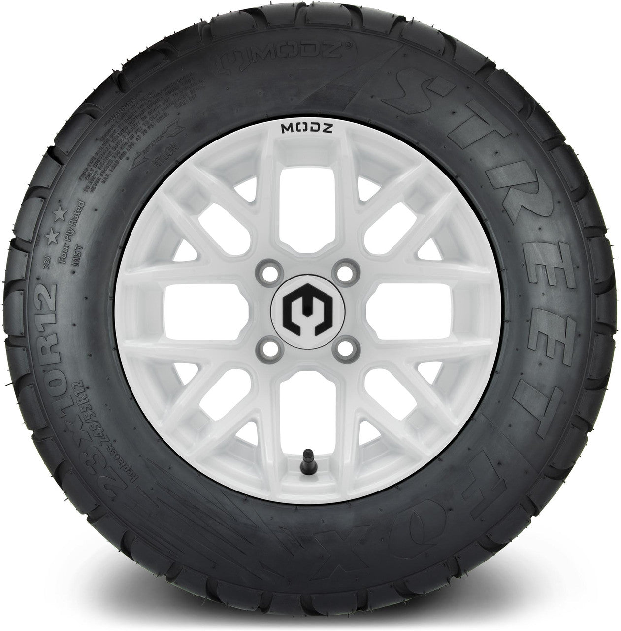 MODZ® 12" Matrix Glossy White Wheels & Street Tires Combo