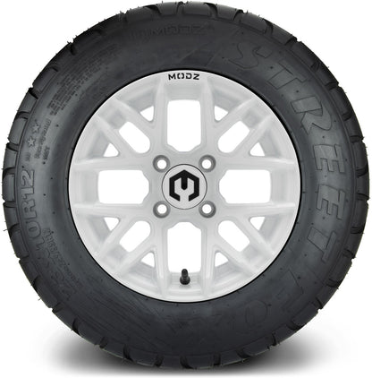 MODZ® 12" Matrix Glossy White Wheels & Street Tires Combo