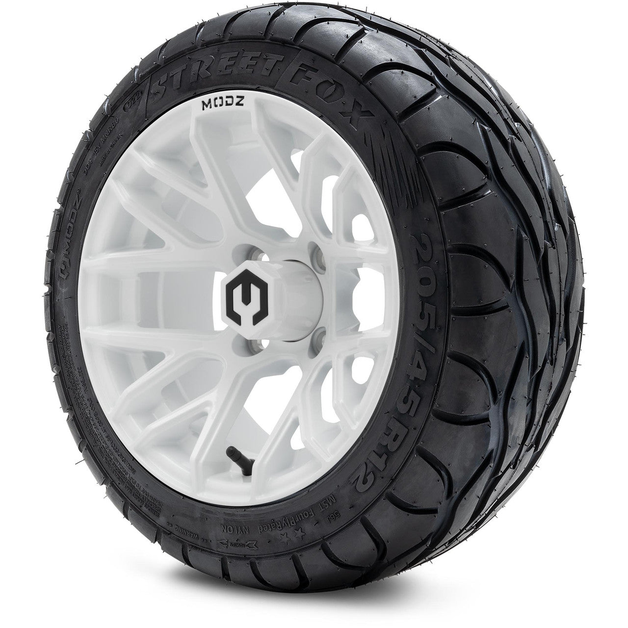 MODZ® 12" Matrix Glossy White Wheels & Street Tires Combo
