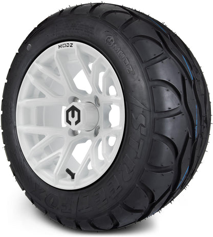 MODZ® 12" Matrix Glossy White Wheels & Street Tires Combo