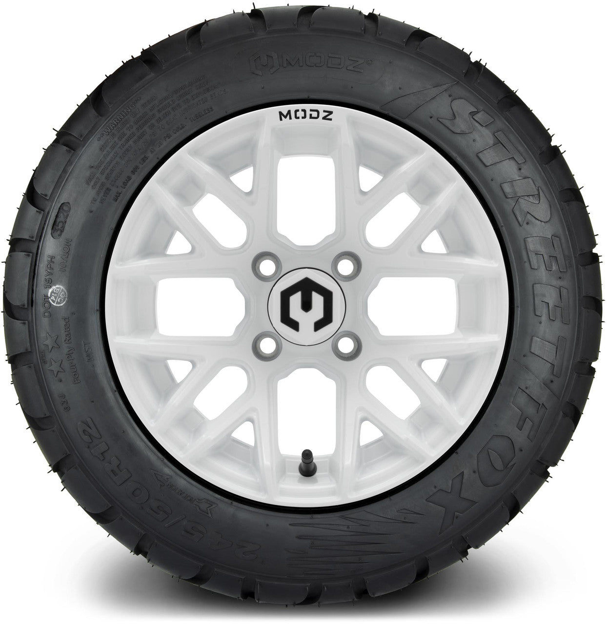 MODZ® 12" Matrix Glossy White Wheels & Street Tires Combo