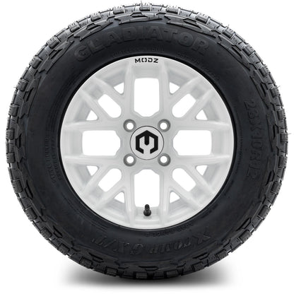 MODZ® 12" Matrix Glossy White Wheels & Off-Road Tires Combo