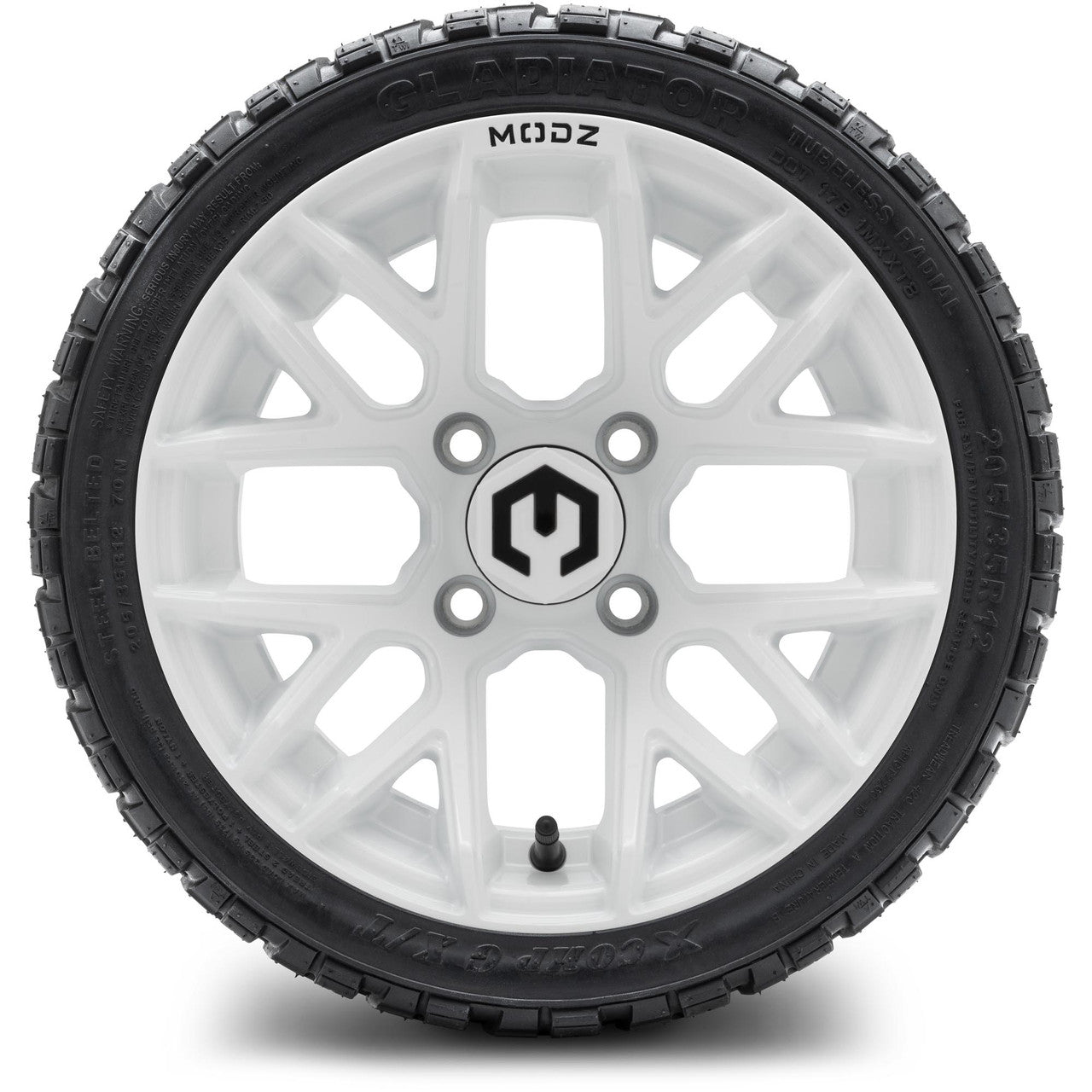 MODZ® 12" Matrix Glossy White Wheels & Off-Road Tires Combo
