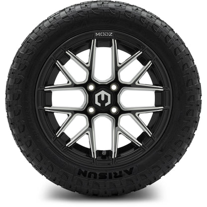 MODZ® 14" Matrix Glossy Black Ball Mill Wheels & Off-Road Tires Combo