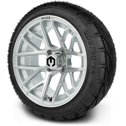MODZ® 14" Matrix Silver Wheels & Street Tires Combo