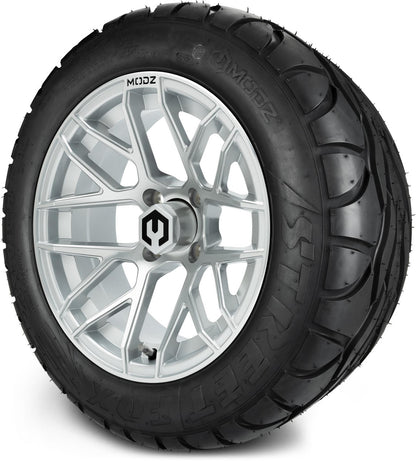 MODZ® 14" Matrix Silver Wheels & Street Tires Combo