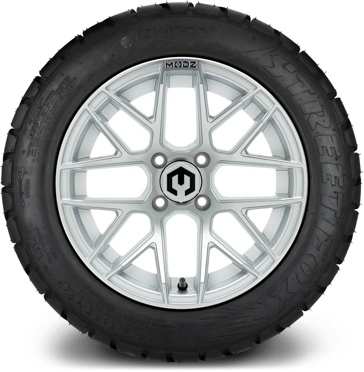 MODZ® 14" Matrix Silver Wheels & Street Tires Combo