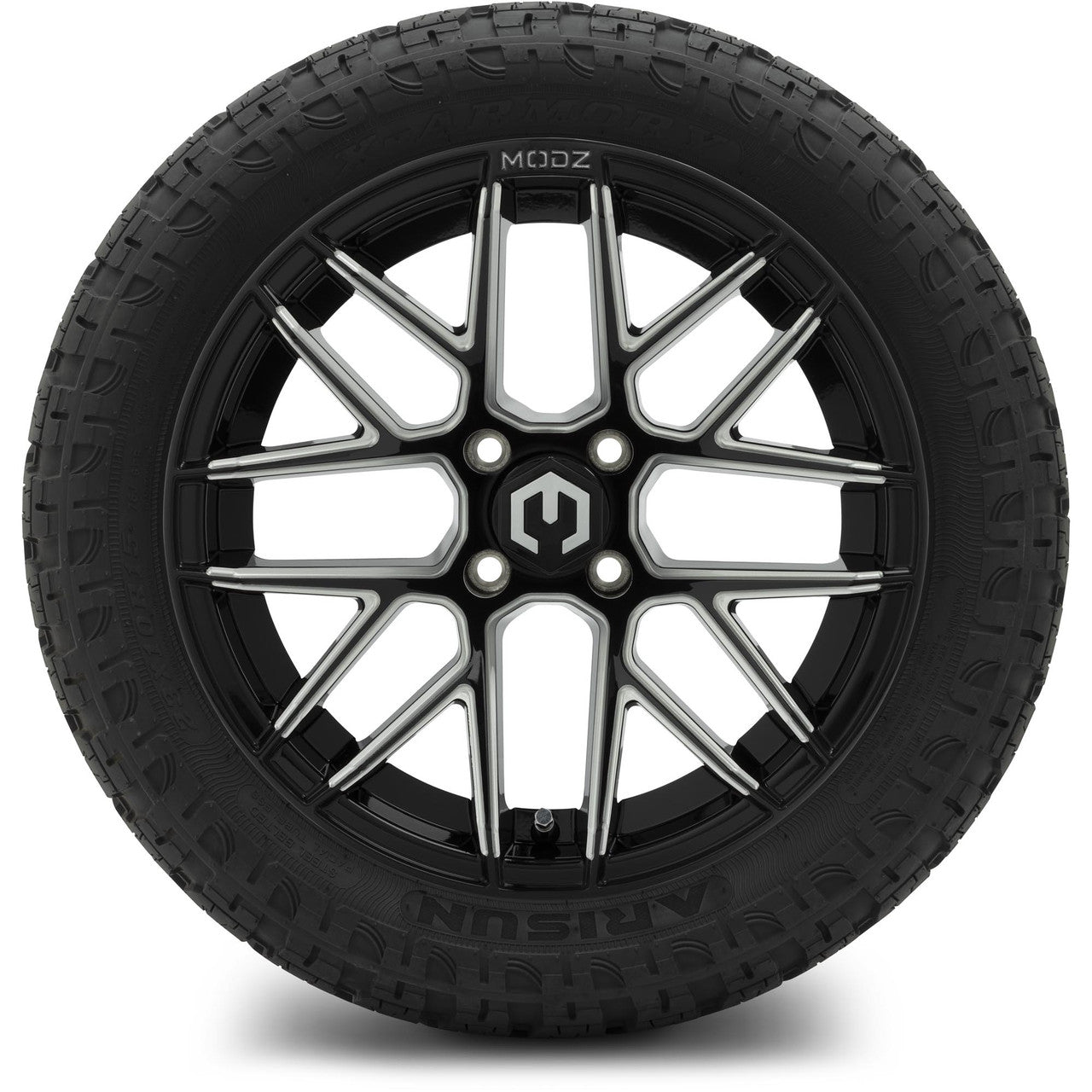 MODZ® 15" Matrix Glossy Black with Ball Mill Wheels & Off-Road Tires Combo