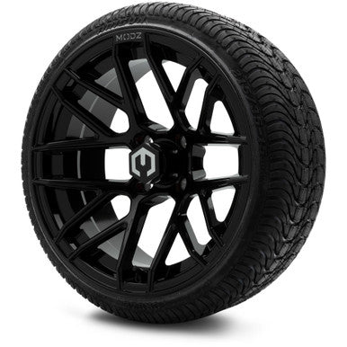 MODZ® 15" Matrix Glossy Black Wheels & Street Tires Combo