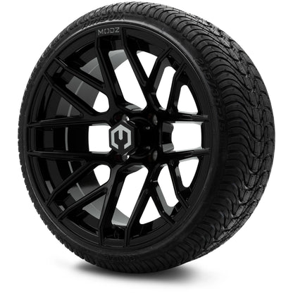 MODZ® 15" Matrix Glossy Black Wheels & Street Tires Combo