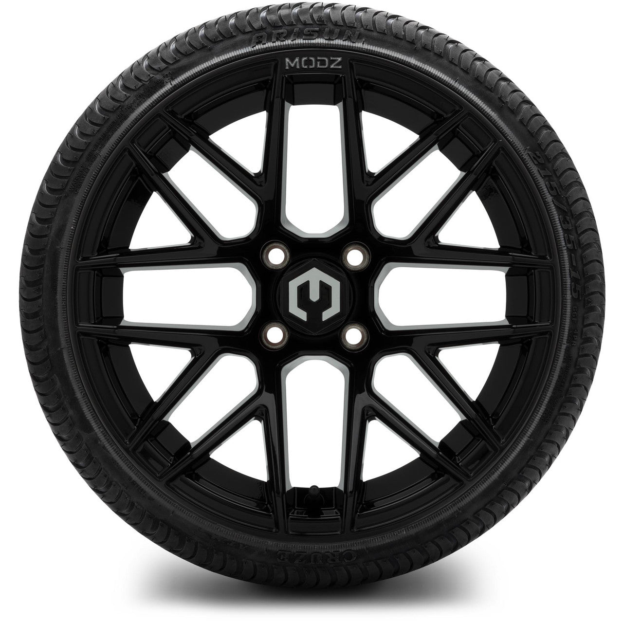 MODZ® 15" Matrix Glossy Black Wheels & Street Tires Combo