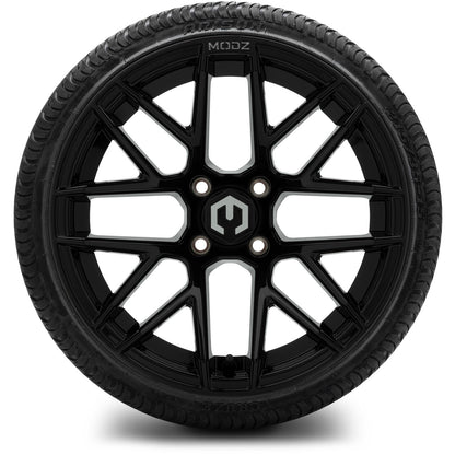 MODZ® 15" Matrix Glossy Black Wheels & Street Tires Combo
