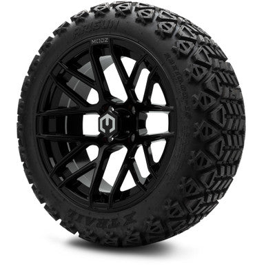 MODZ® 15" Matrix Glossy Black Wheels & Off-Road Tires Combo