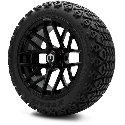 MODZ® 15" Matrix Glossy Black Wheels & Off-Road Tires Combo