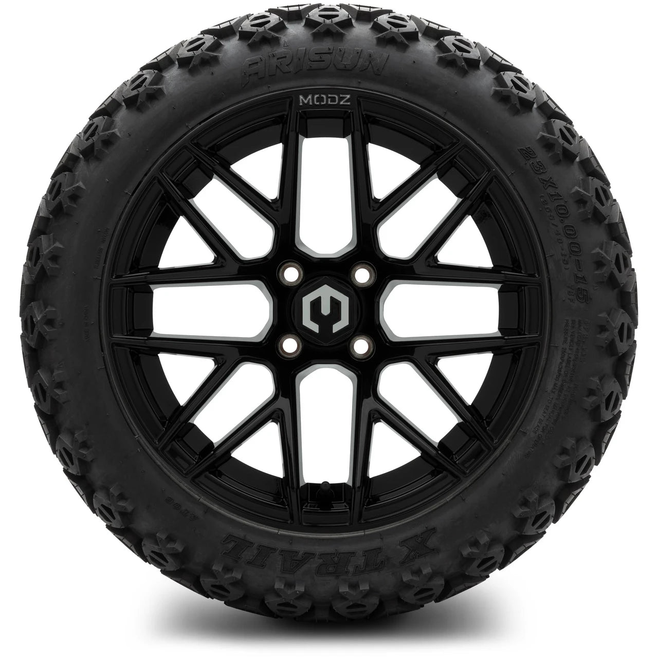 MODZ® 15" Matrix Glossy Black Wheels & Off-Road Tires Combo