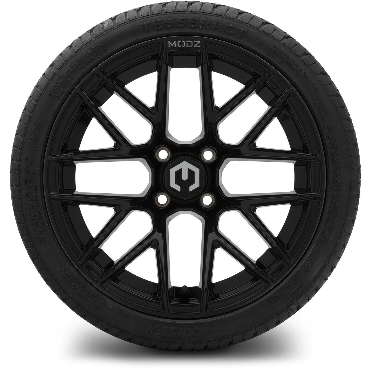 MODZ® 15" Matrix Glossy Black Wheels & Street Tires Combo