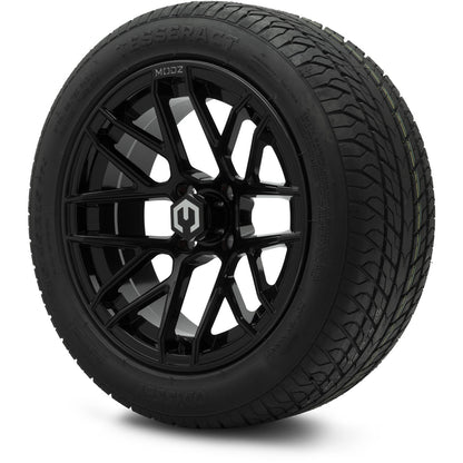 MODZ® 15" Matrix Glossy Black Wheels & Street Tires Combo