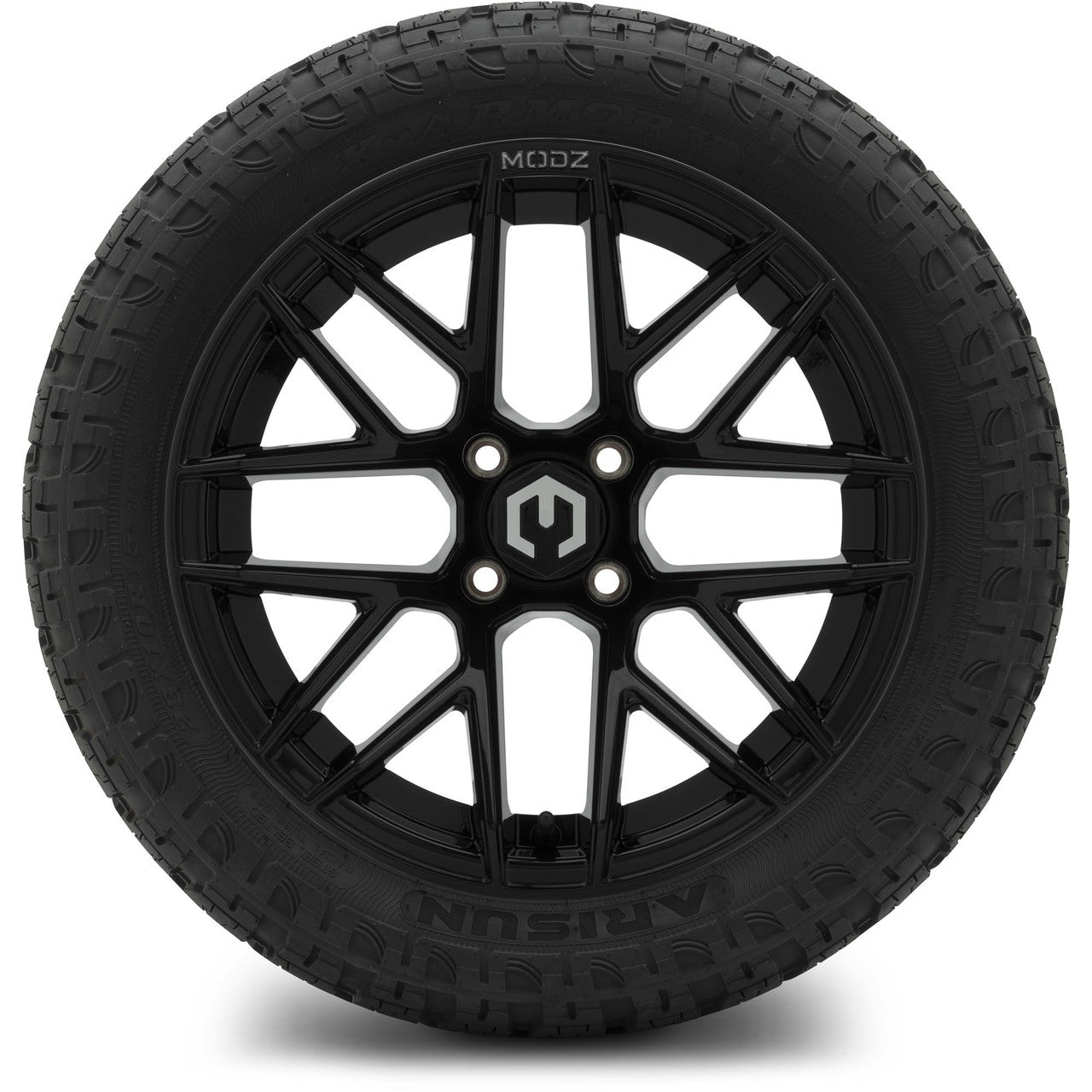 MODZ® 15" Matrix Glossy Black Wheels & Off-Road Tires Combo