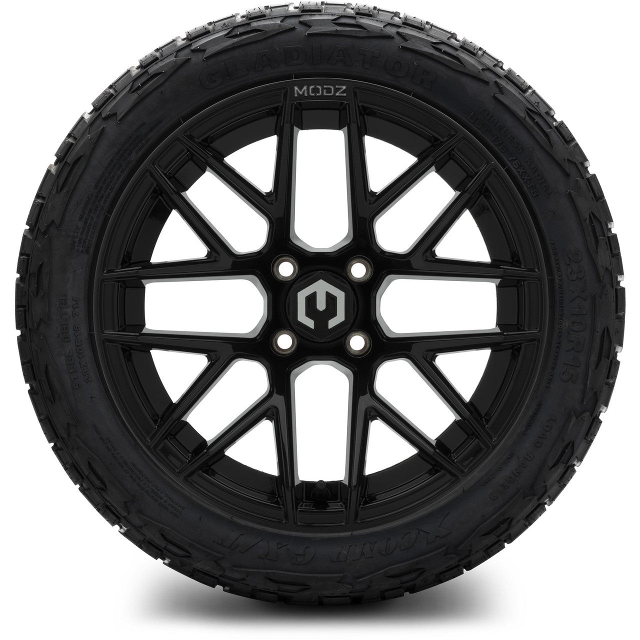 MODZ® 15" Matrix Glossy Black Wheels & Off-Road Tires Combo