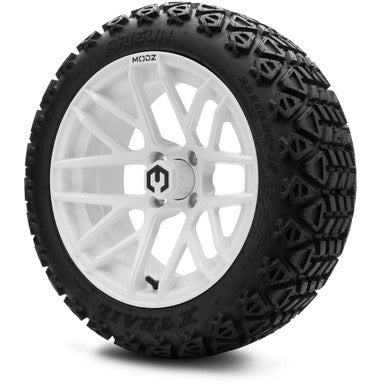 MODZ® 15" Matrix Glossy White Wheels & Off-Road Tires Combo